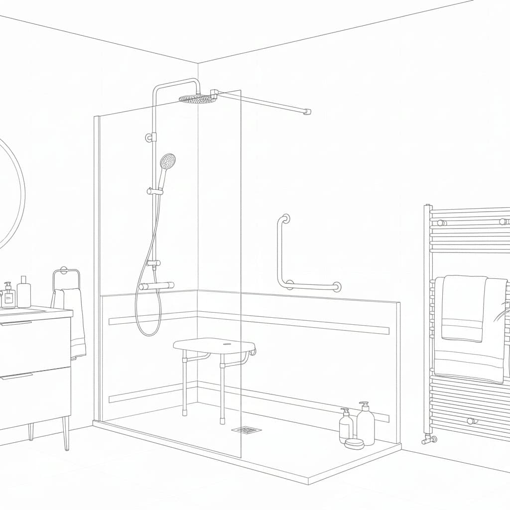 Croquis de la douche senior Acces 1G
