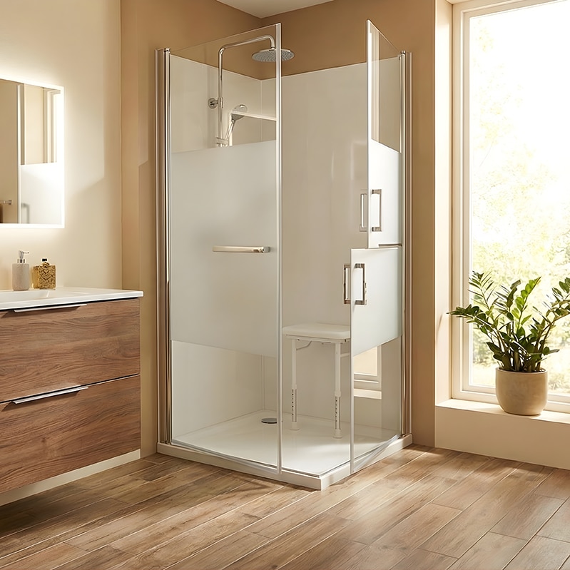 Douche senior sécurisée pour petite salle de bain Ergo Neo